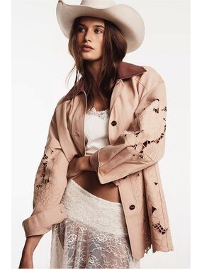 Anthropologie - Cotton Floral Cutwork Barn Jacket